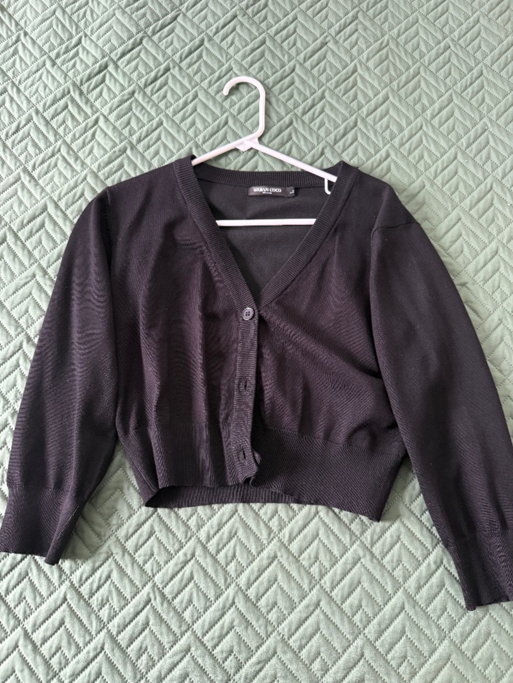 Cute Black Cardigan Sweater Crop Top